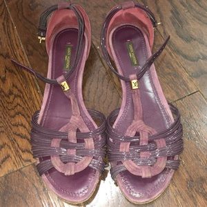 Louis Vuitton purple leather and suede sandals